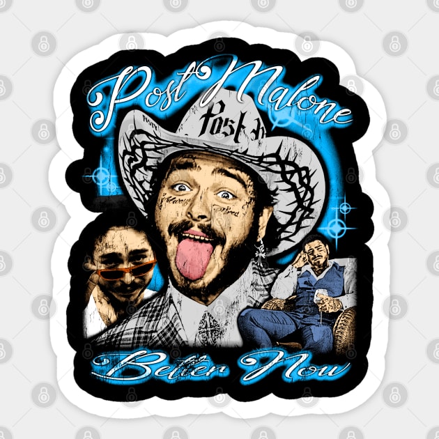 Post malone vintage 80s bootleg design Sticker by BVNKGRAPHICS